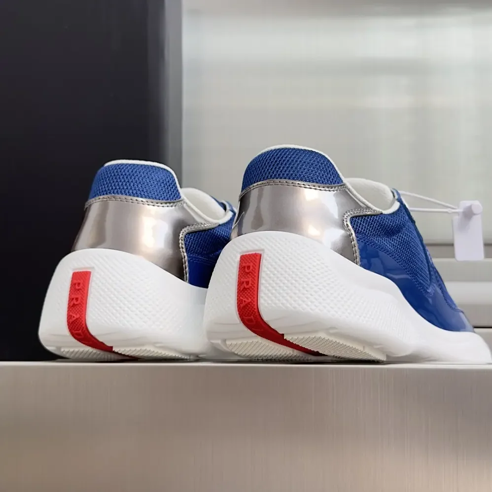 Prada Patent Leather And Technical Fabric Prada America'S Cup Sneakers for Unisex in Navy