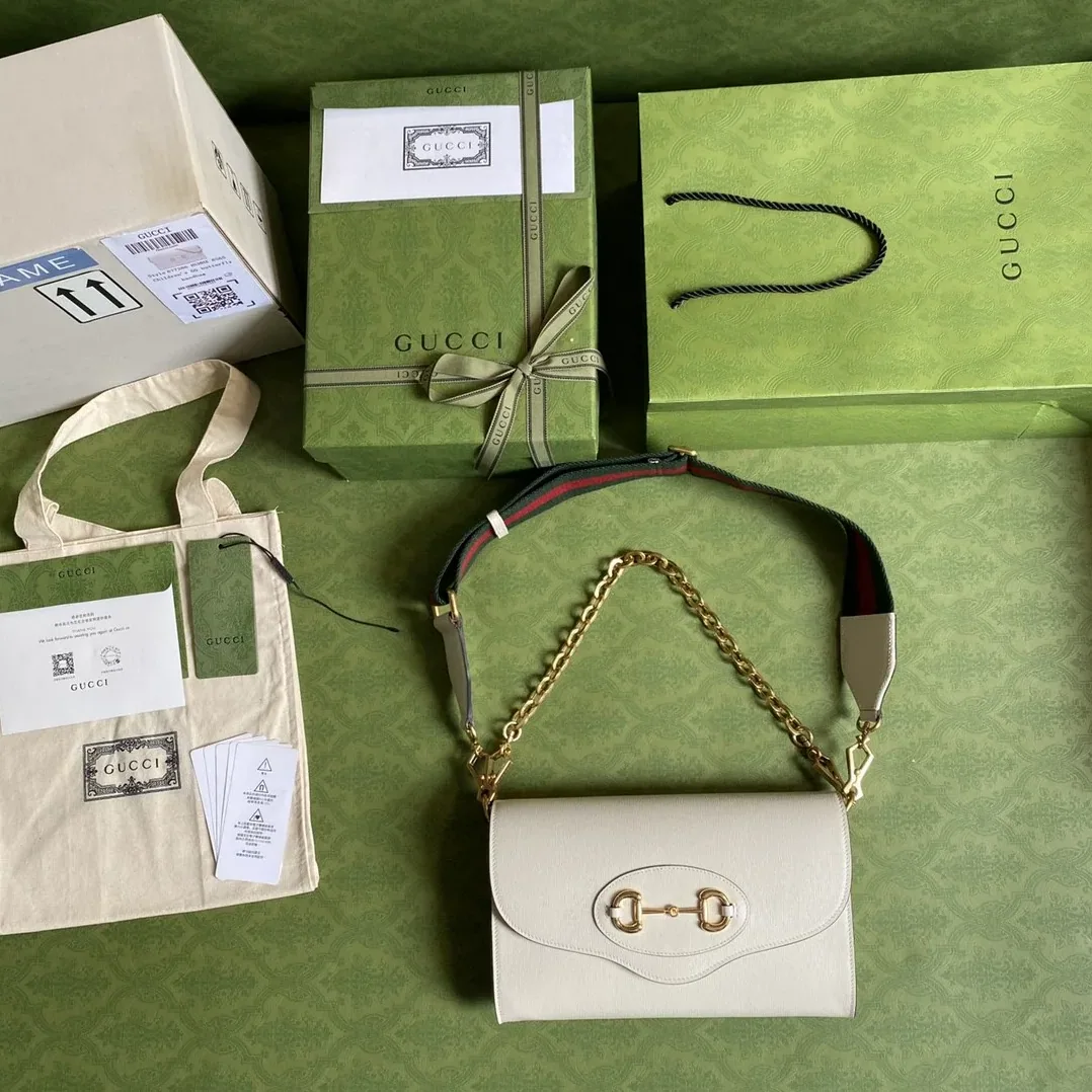 Gucci Horsebit 1955 Small Bag White / GG