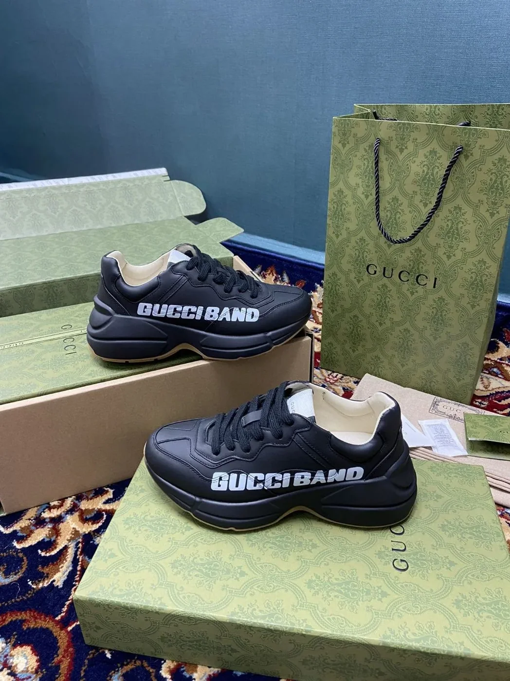 Gucci Rhyton Sneakers With Gucci Band Black for Men