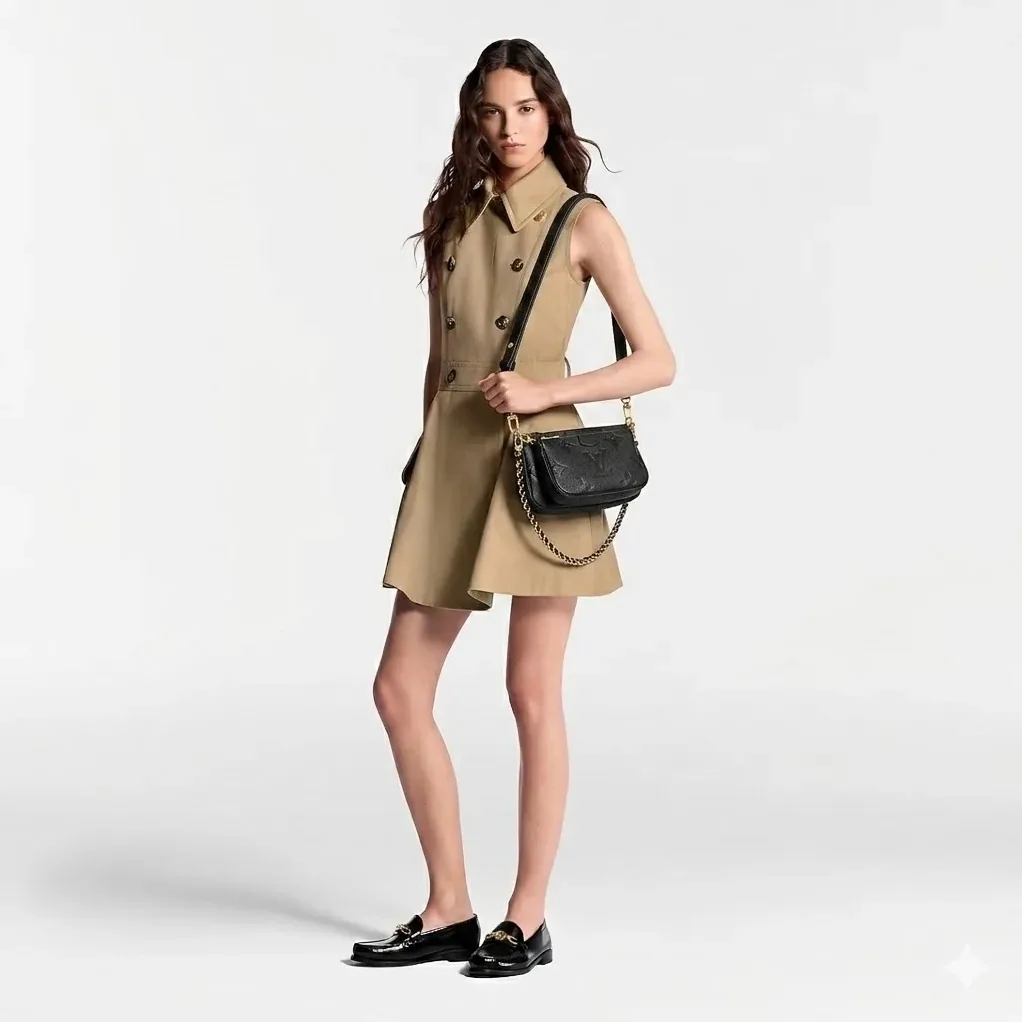 Louis Vuitton Multi Pochette Accessoire Shoulder Bag / Black Monogram Empreinte Gold Hardware
