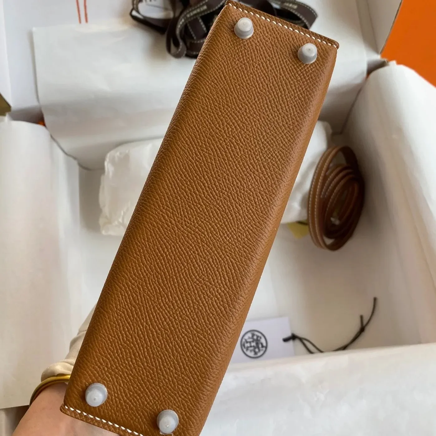 Hermes Kelly Mini Top Handle Bag in Brown Epsom Palladium Hardware