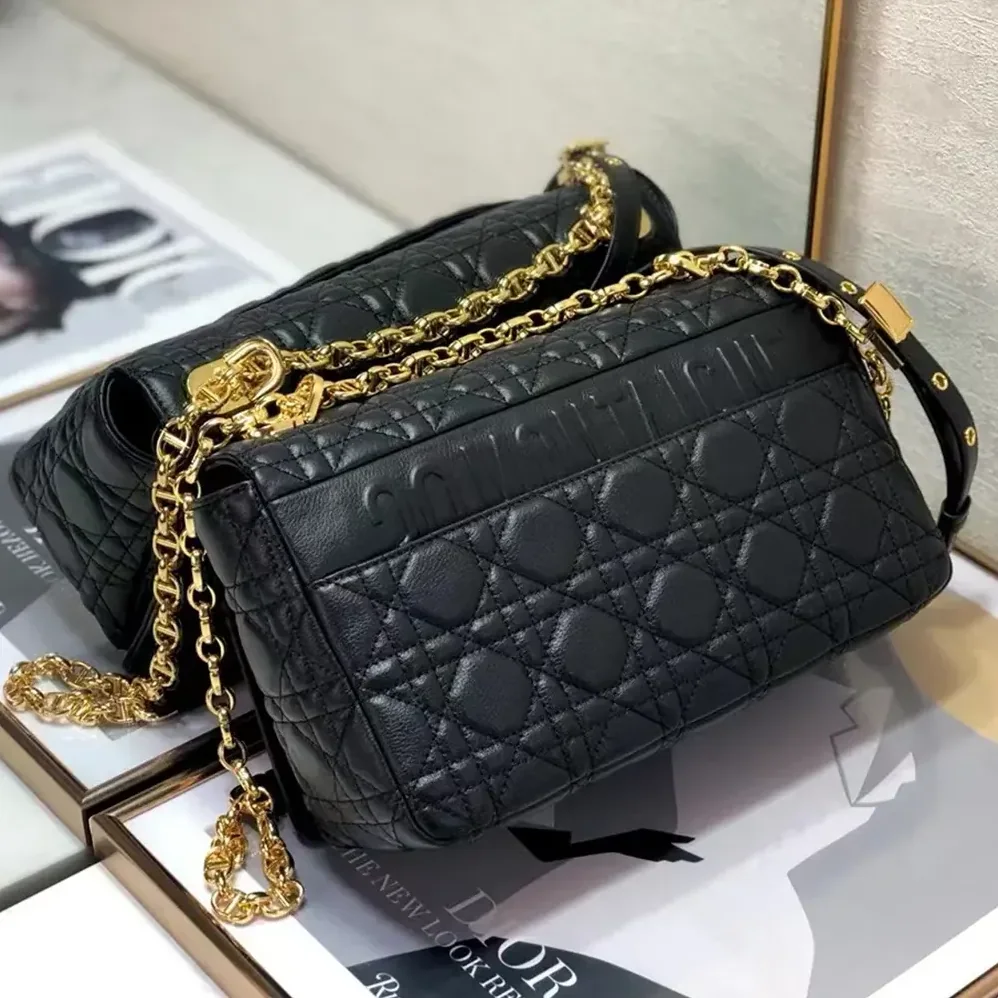 Dior Medium Dior Caro Bag Black Supple Cannage Calfskin for Women