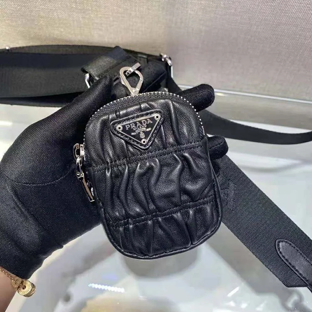 Prada Gaufre Nappa Leather Shoulder Bag for Women in Black