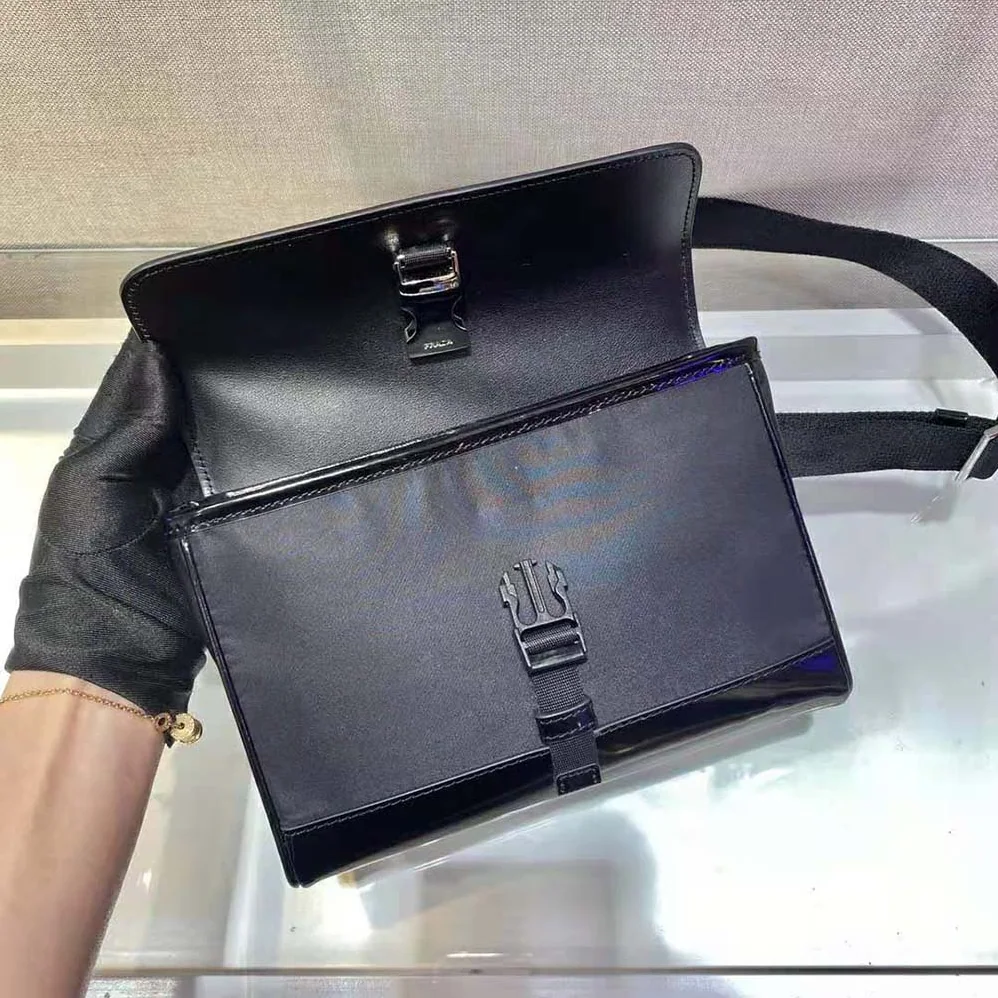 Prada Re-Nylon and Leather Shoulder Bag for Women in Black