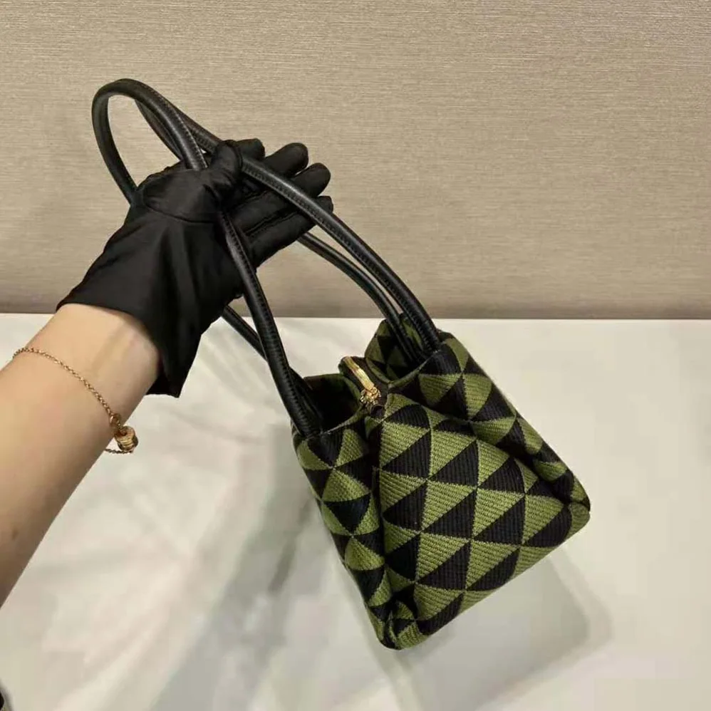 Prada Small Embroidered Fabric Bag for Women in Green Prada Small Embroidered Fabric Bag for Women in Green
