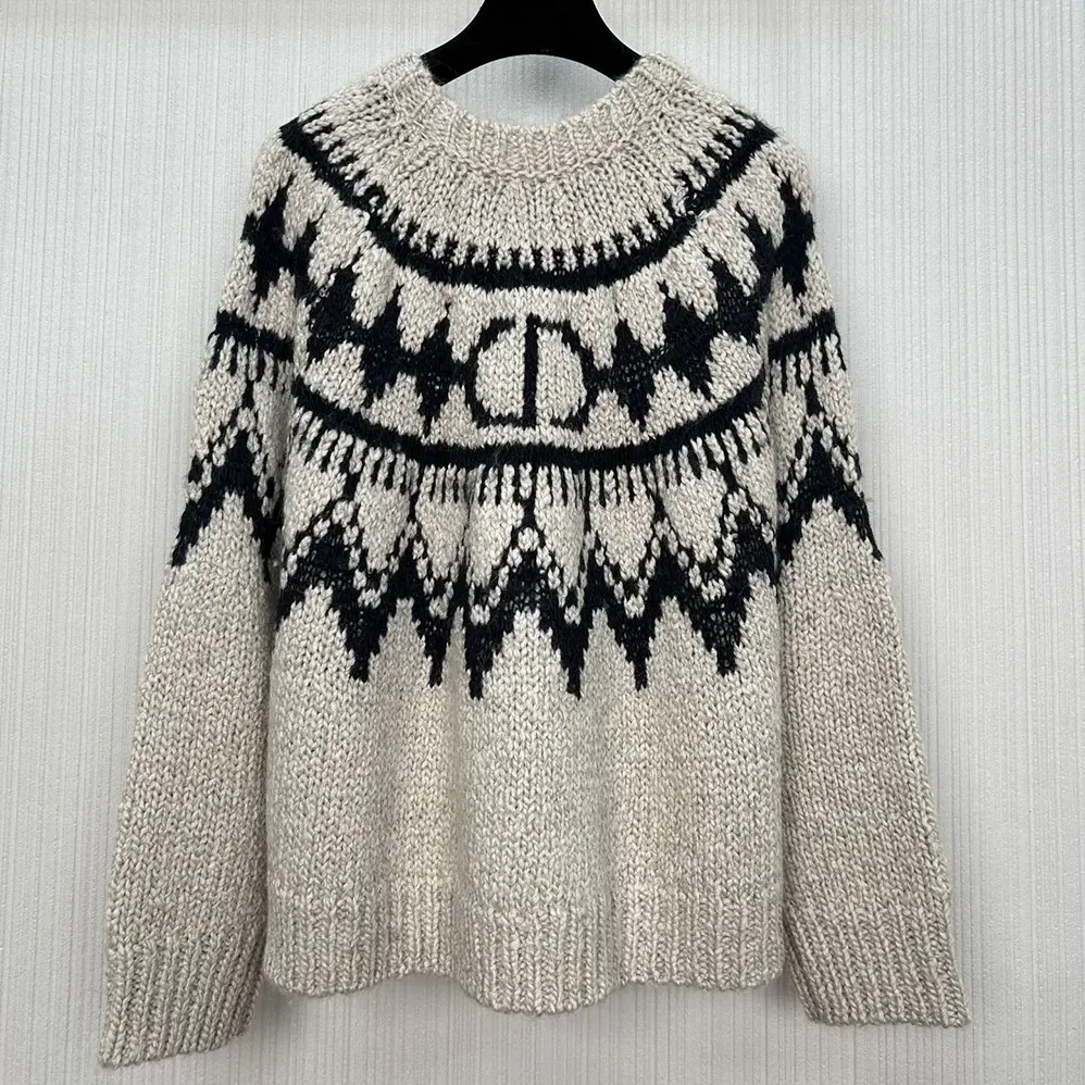 Dior DiorAlps Sweater Beige and Black Alpaca Wool and Cotton Knit for Men Dior DiorAlps Sweater Beige and Black Alpaca Wool and Cotton Knit for Men