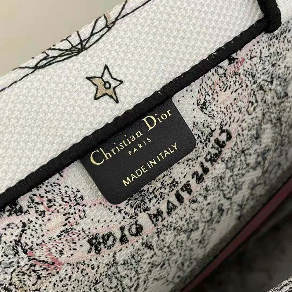 Dior Large Dior Book Tote White and Pastel Pink Butterfly Around The World Embroidery for Women Dior Large Dior Book Tote White and Pastel Pink Butterfly Around The World Embroidery for Women