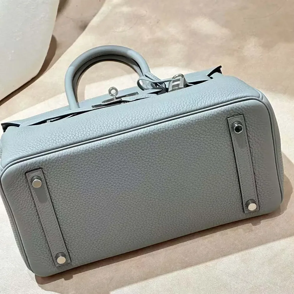 Hermes Birkin 30 Bag in Epsom Leather with Silver Hardware in Blue Glacier
