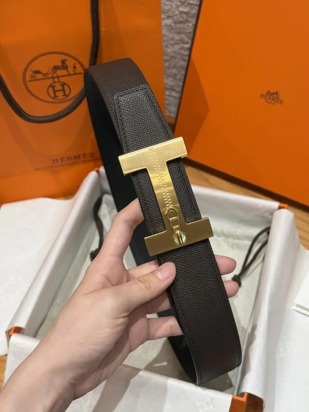 Hermès H-Zip Reversible Belt Dark Brown & Black Hermès H-Zip Reversible Belt Dark Brown & Black