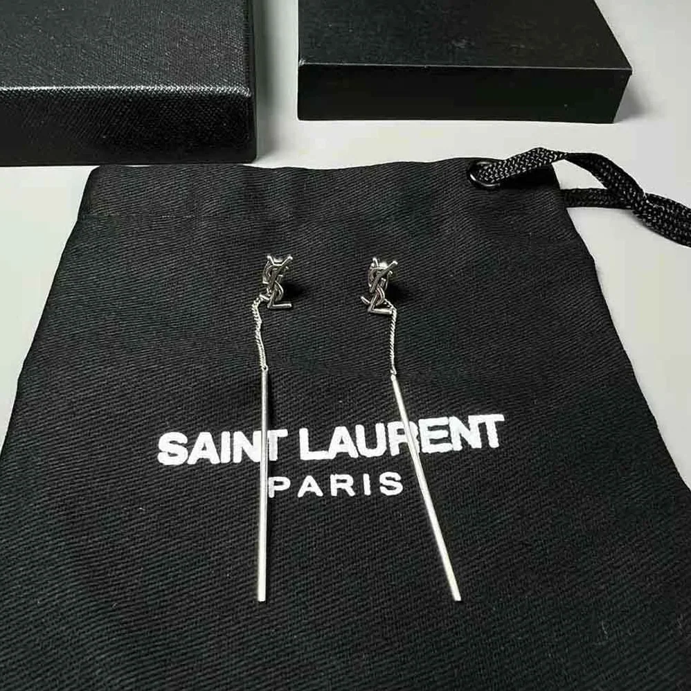 Saint Laurent YSL Opyum YSL Threader Earrings in Metal for Women in Silver