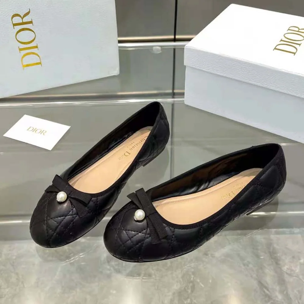 Dior Ballet Flat Quilted Cannage Calfskin for Women in Black Dior Ballet Flat Quilted Cannage Calfskin for Women in Black