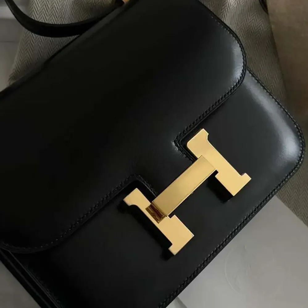 Hermes Constance 24 Bag Box Leather for Women in Black/Gold