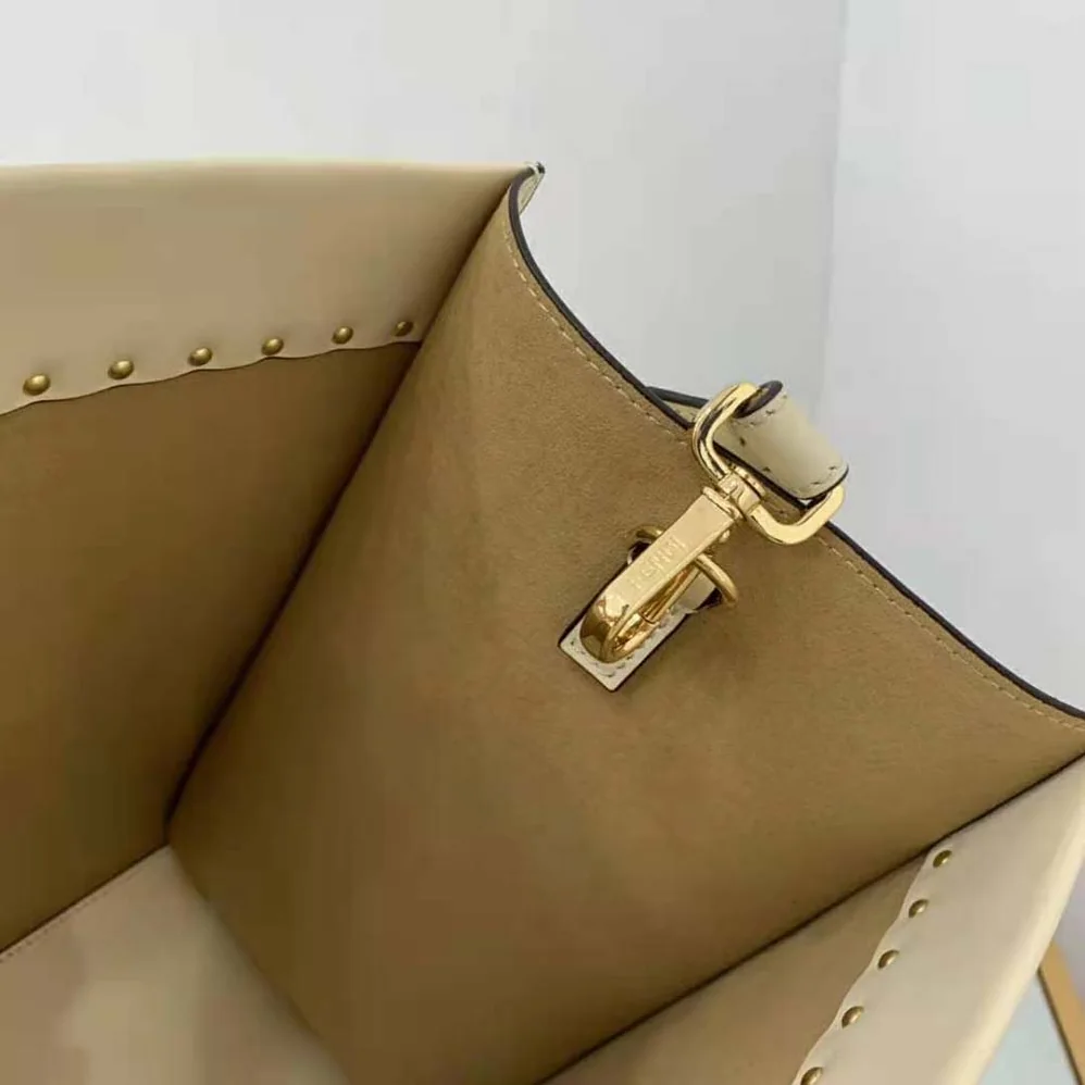 Fendi Sunshine Medium White Leather Shopper for Women
