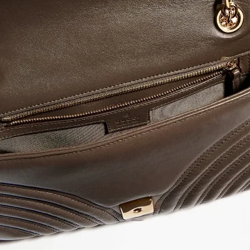 Gucci Marmont Medium Shoulder Bag in Dark Taupe Gold Hardware