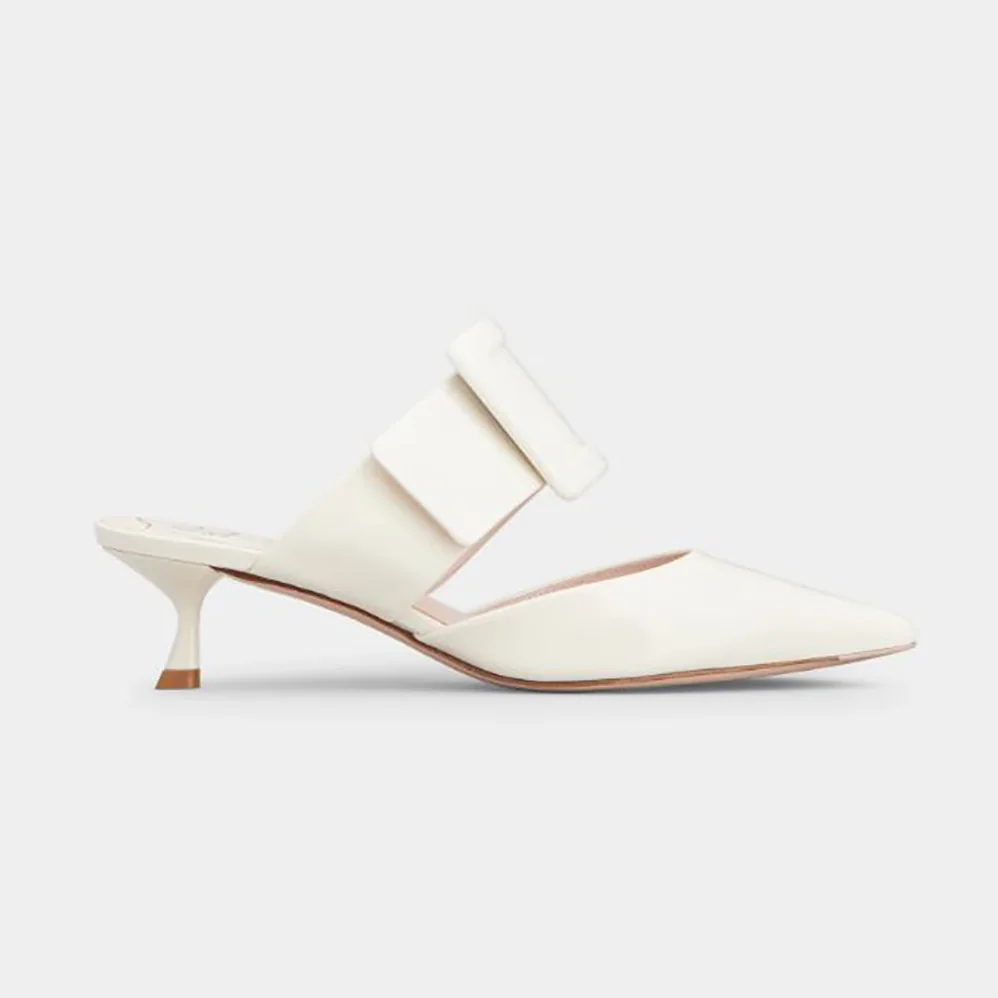 Roger Vivier Viv' In The City Mules in Patent Leather for Women in White