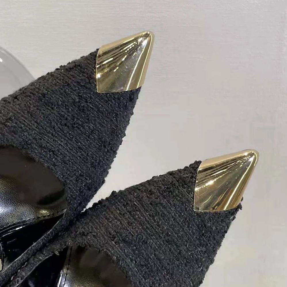 Saint Laurent YSL Vesper Slingback Pumps in Boucle Tweed for Women in Black Saint Laurent YSL Vesper Slingback Pumps in Boucle Tweed for Women in Black