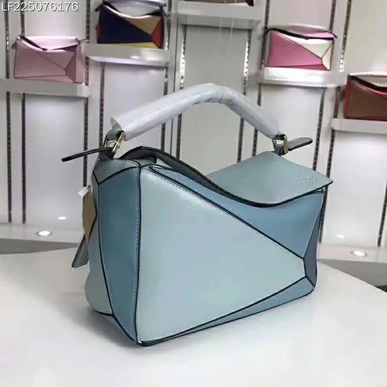 Loewe Puzzle Multi-color Bag with Strap Handle in Calfskin in Blue