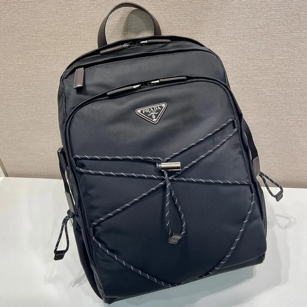 Prada Speedrock Re-Nylon And Leather Backpack for Unisex in Black