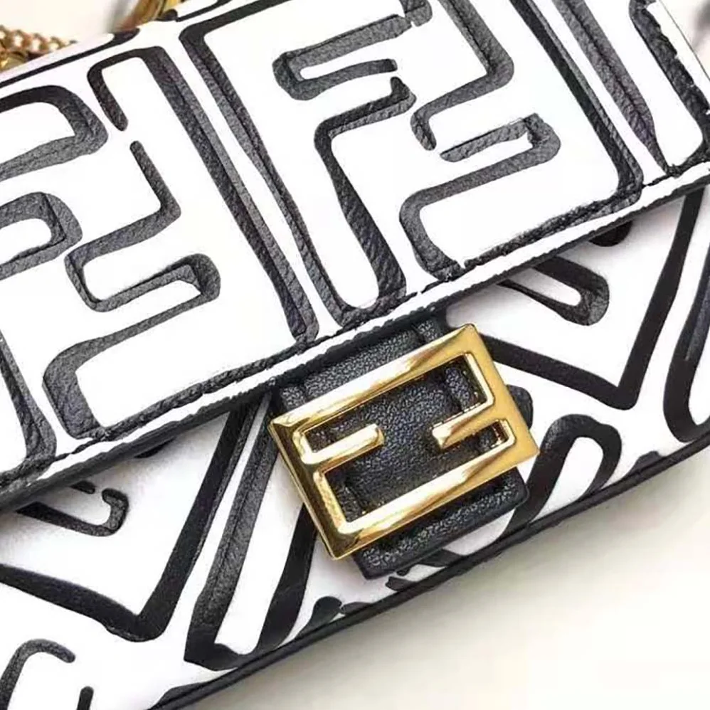 Fendi Nano Baguette Charm White Nappa Leather Charm for Women