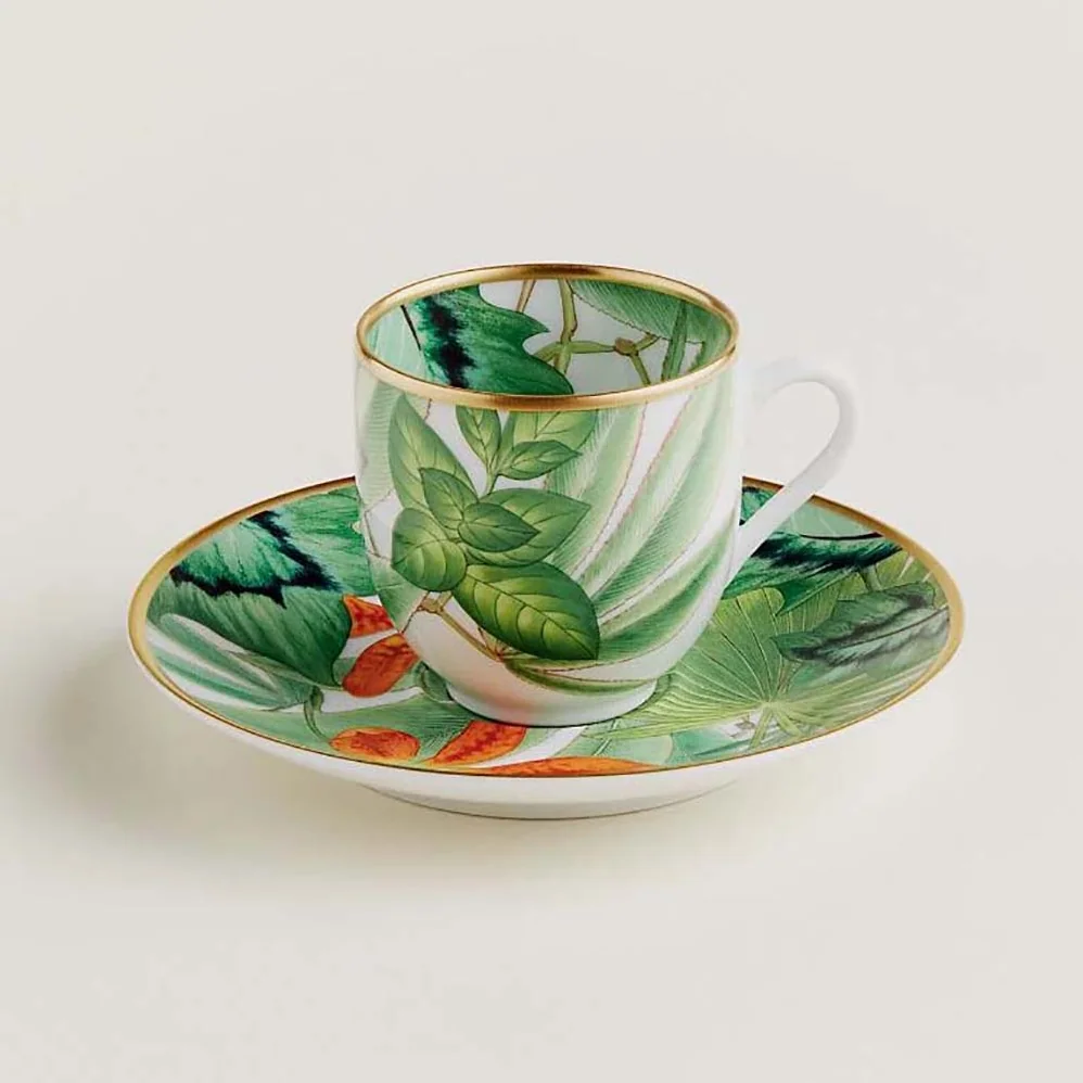 Hermes Passifolia Coffee Cup and Saucer for Unisex Hermes Passifolia Coffee Cup and Saucer for Unisex