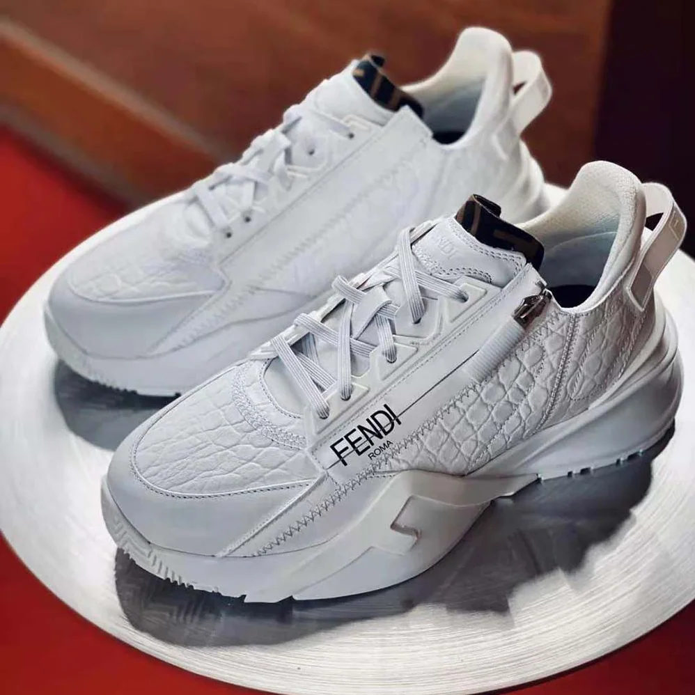 Fendi Sneakers White Caiman Low for Women in Tops