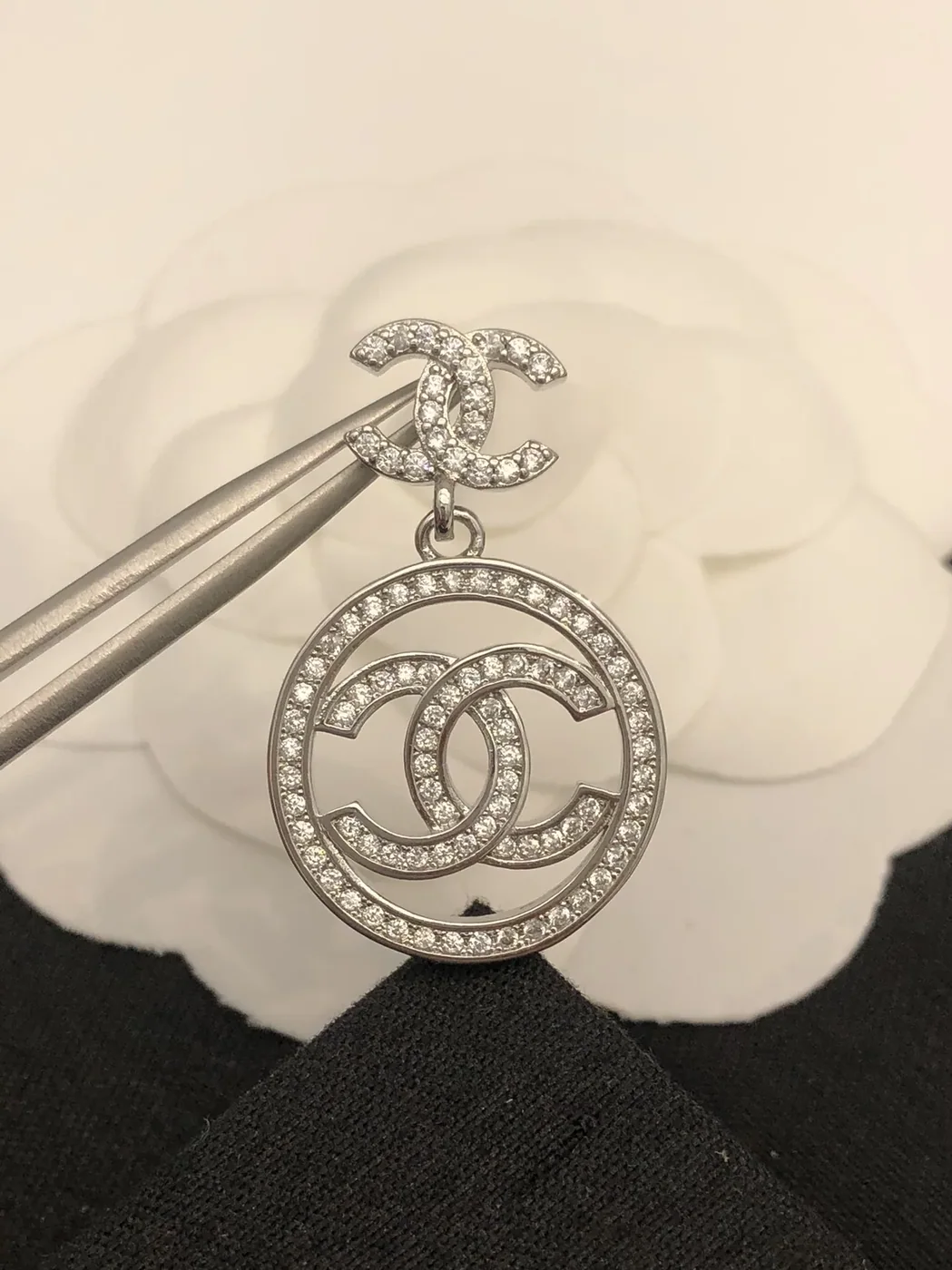 Chanel Round Double C Earrings Silver Chanel Round Double C Earrings Silver