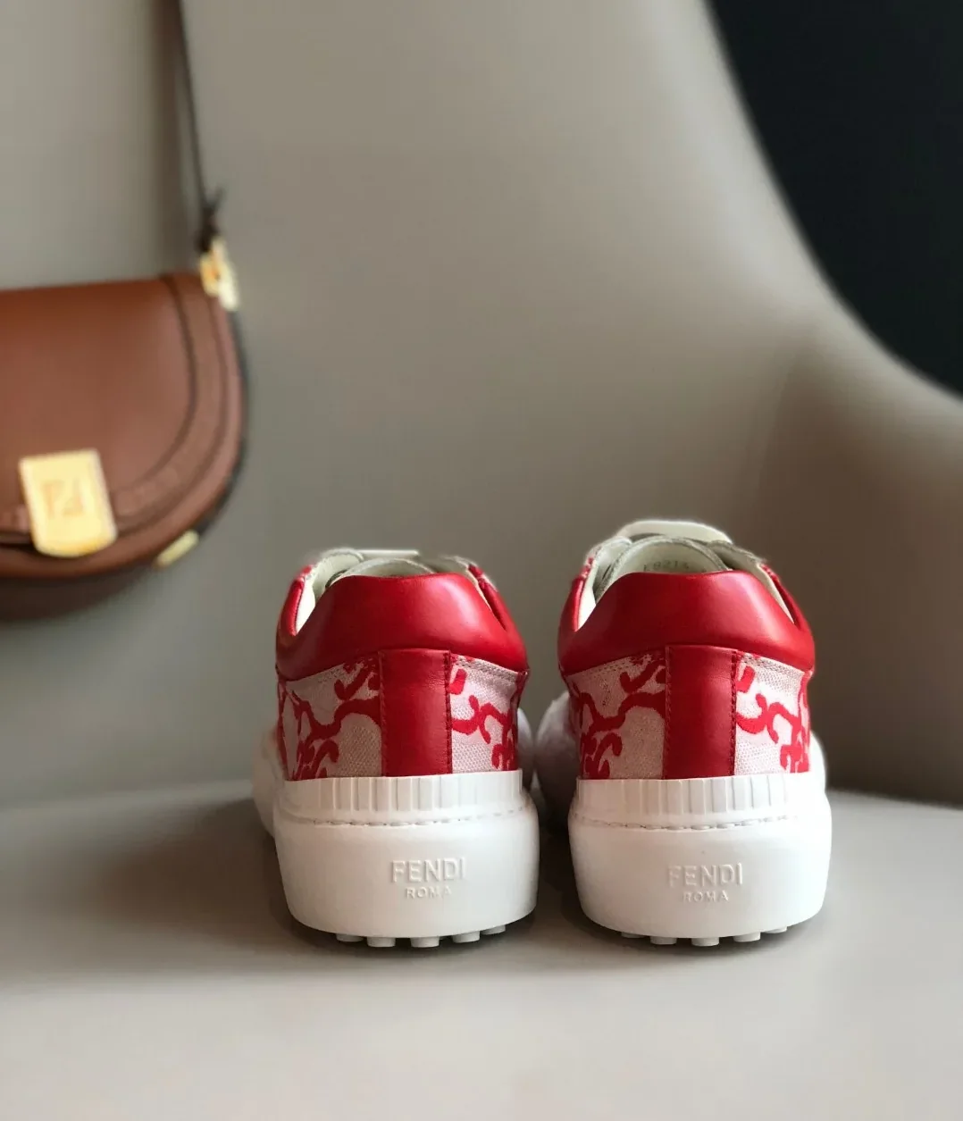 Fendi Force Low Tops Sneakers Red 7E1520 Fendi Force Low Tops Sneakers Red 7E1520
