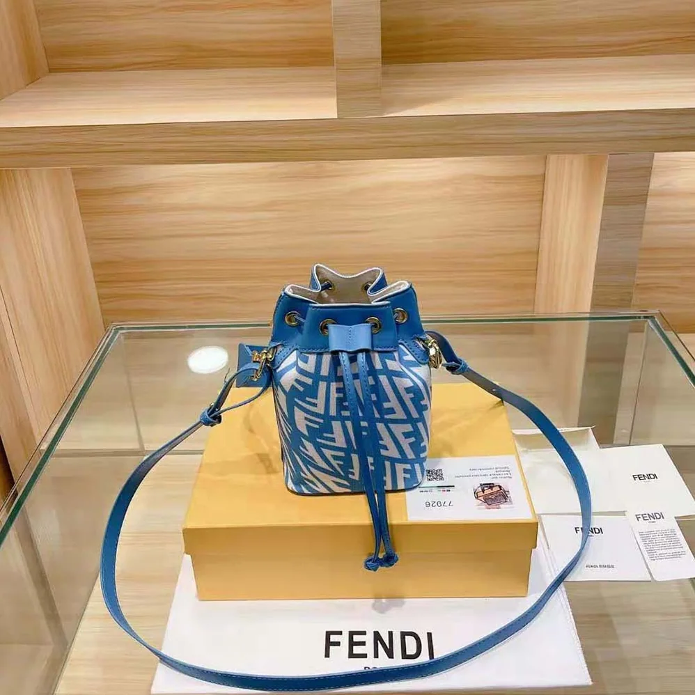 Fendi Mon Tresor Glazed Canvas Mini-Bag for Women in Blue Fendi Mon Tresor Glazed Canvas Mini-Bag for Women in Blue