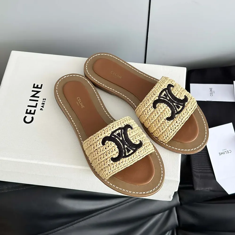 Celine Lympia Mule in Raffia for Women Celine Lympia Mule in Raffia for Women