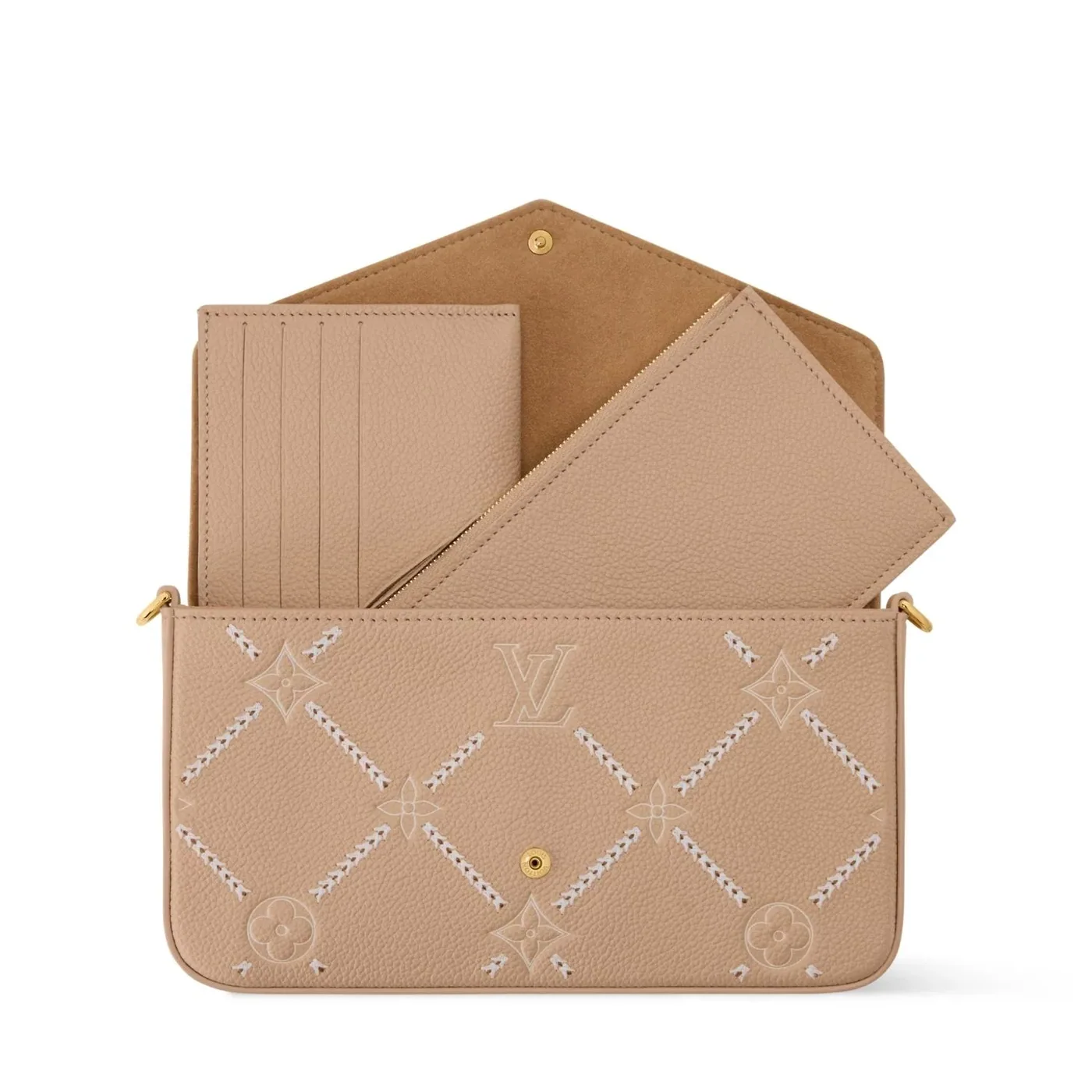 Louis Vuitton Pochette Felicie Shoulder Bag in Hazelnut Couture Gold Hardware