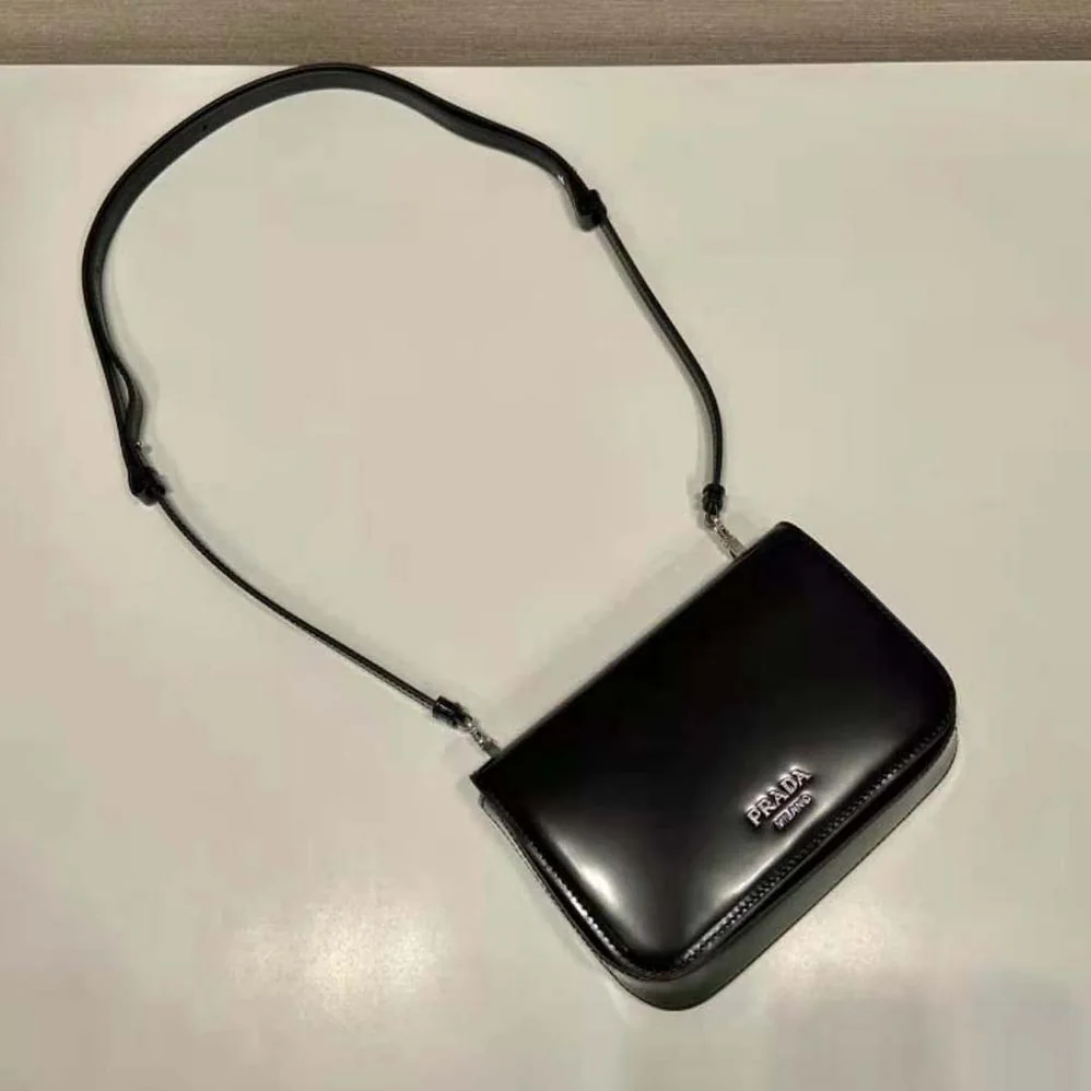 Prada Brushed Leather Mini-bag with Shoulder Strap for Men in Black