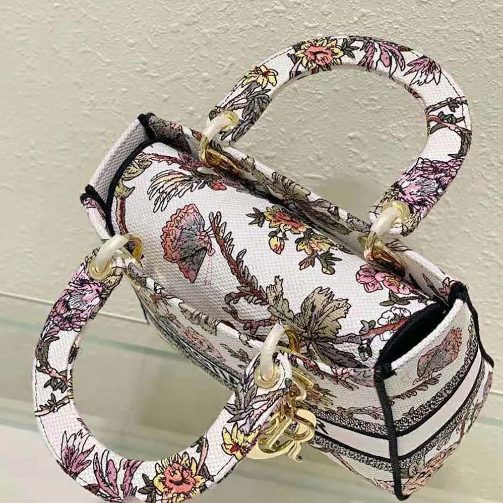 Dior Medium Lady D-lite Bag Multicolor Dior Jardin Botanique Embroidery for Women