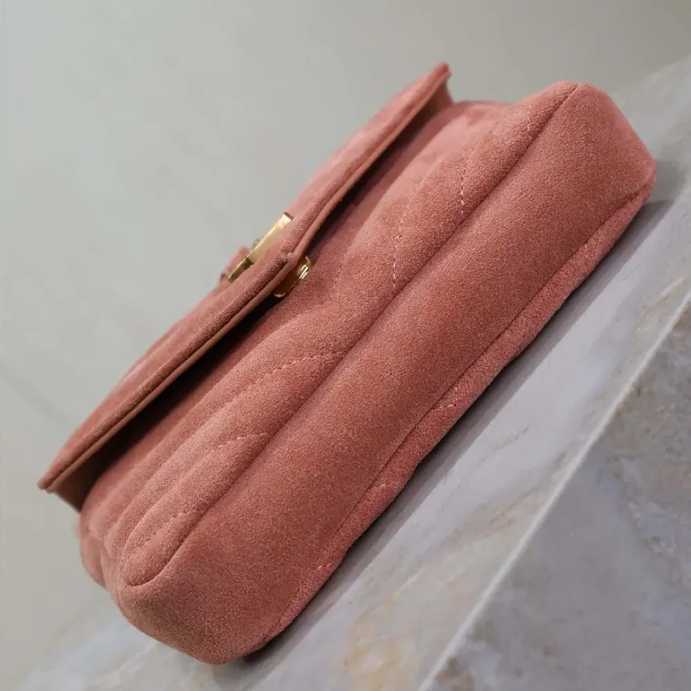 Saint Laurent YSL College Mini in Suede for Women in Pink