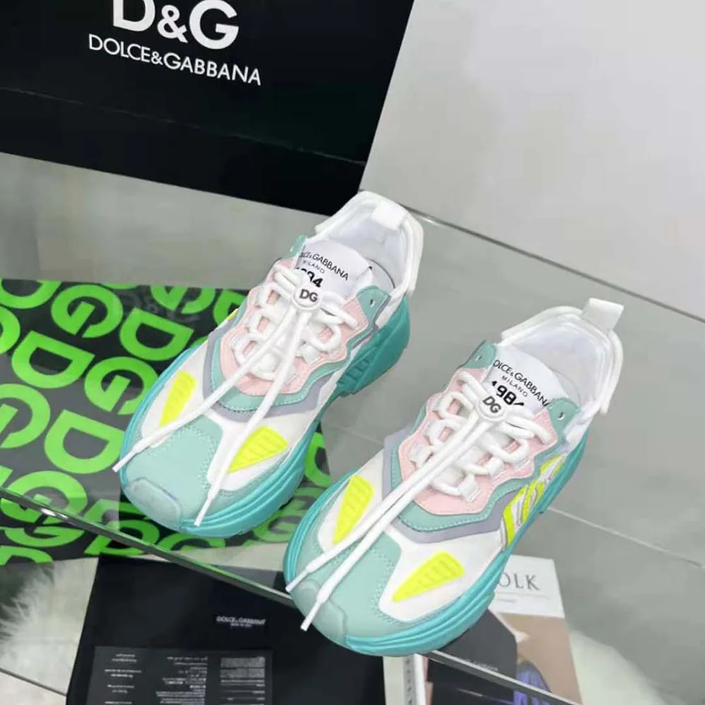 Dolce Gabbana D&G Mixed-Materials Daymaster Sneakers for Unisex in Lime Dolce Gabbana D&G Mixed-Materials Daymaster Sneakers for Unisex in Lime
