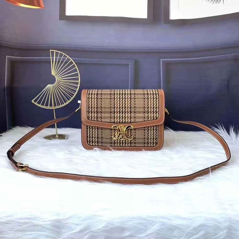 Celine Medium Triomphe Bag in Triomphe Textile and Calfskin for Women