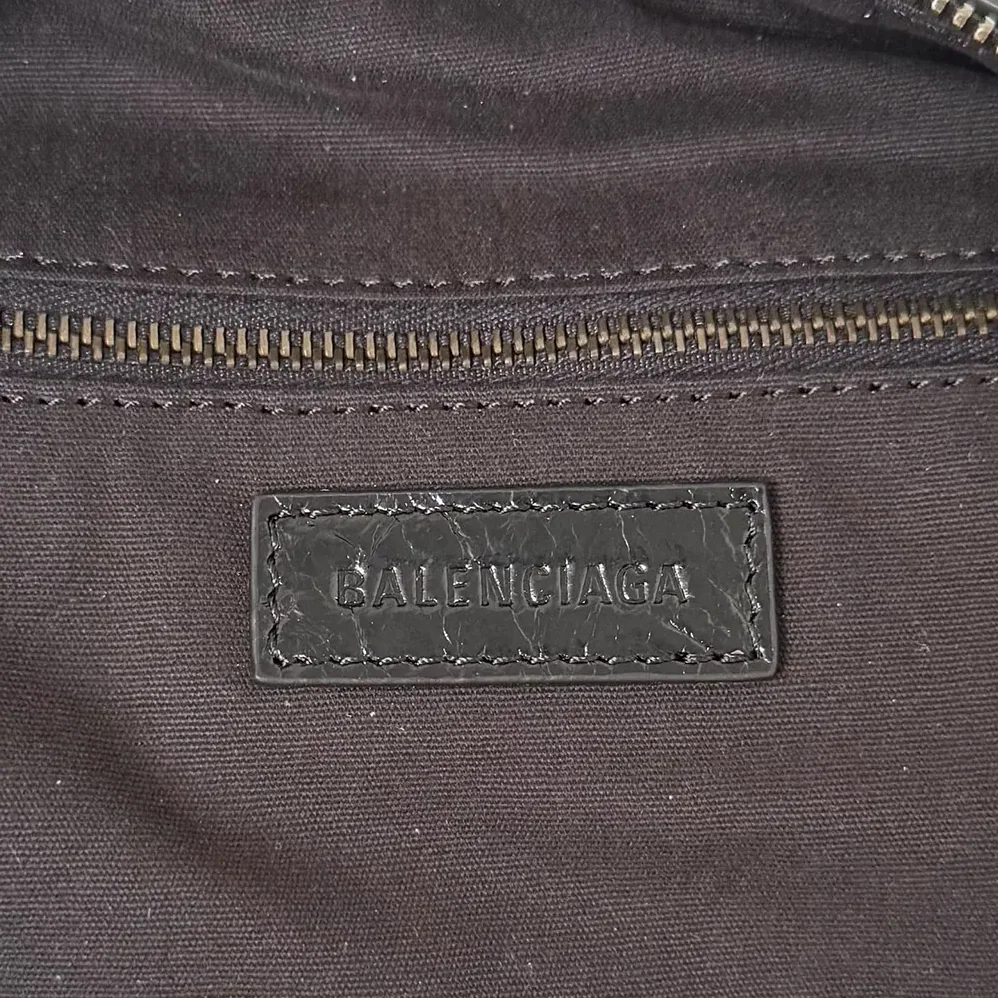 Balenciaga Le City Hobo Bag Medium in Black Arena Lambskin Brass Hardware for Women