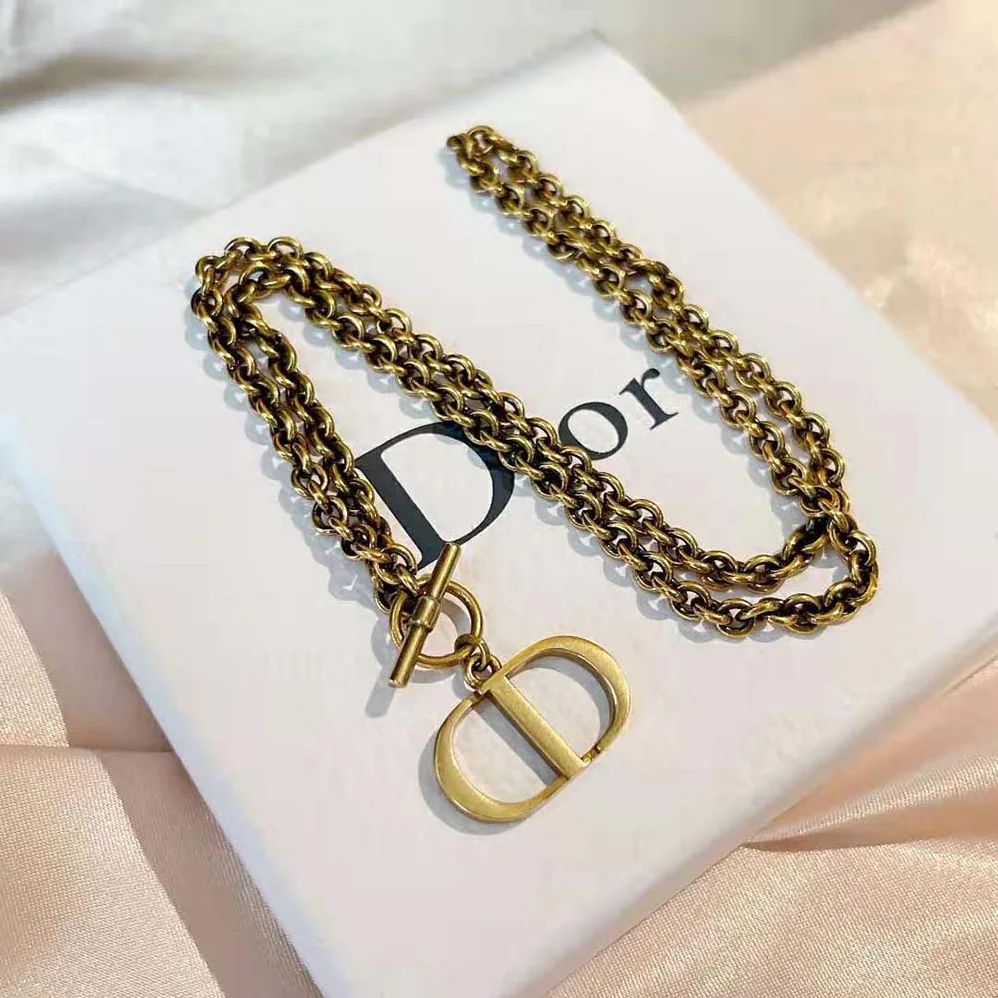 Dior 30 Montaigne Necklace Antique Gold for Women in Finish Metal
