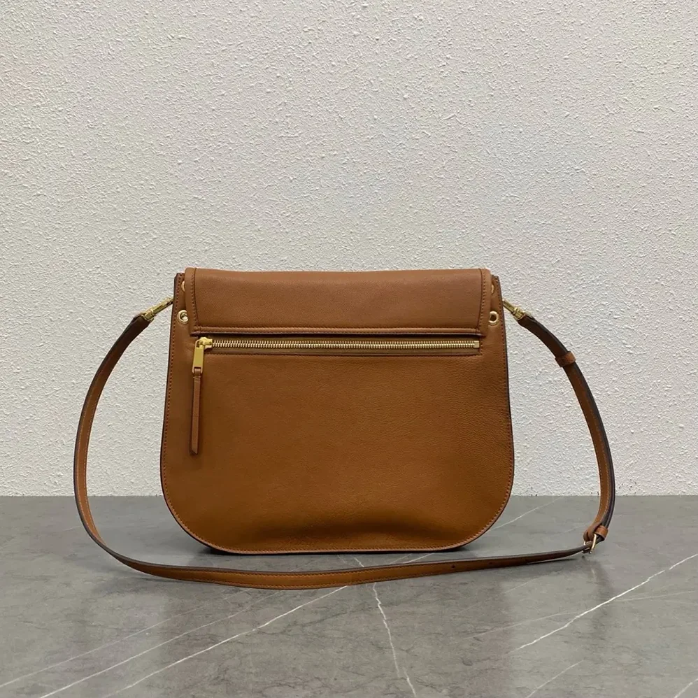 Celine Soft Triomphe Besace in Supple Shiny Lambskin for Women in Brown Celine Soft Triomphe Besace in Supple Shiny Lambskin for Women in Brown