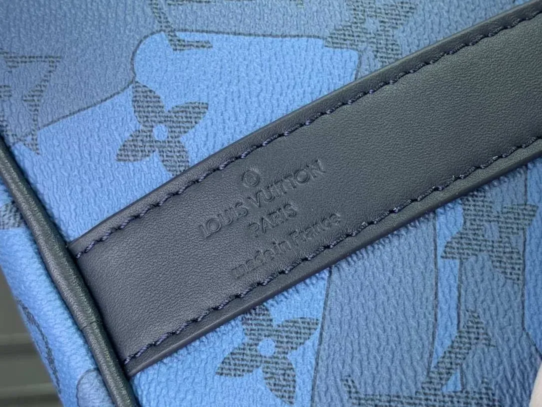 Louis Vuitton Keepall Bandouliere 35 Travel Bag in Blue Silver Hardware