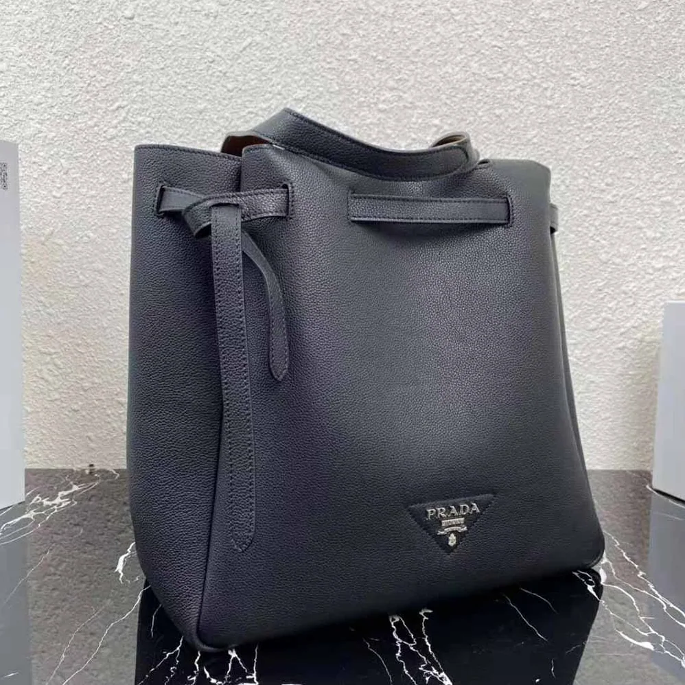 Prada Leather Tote Handle Bag for Women in Black