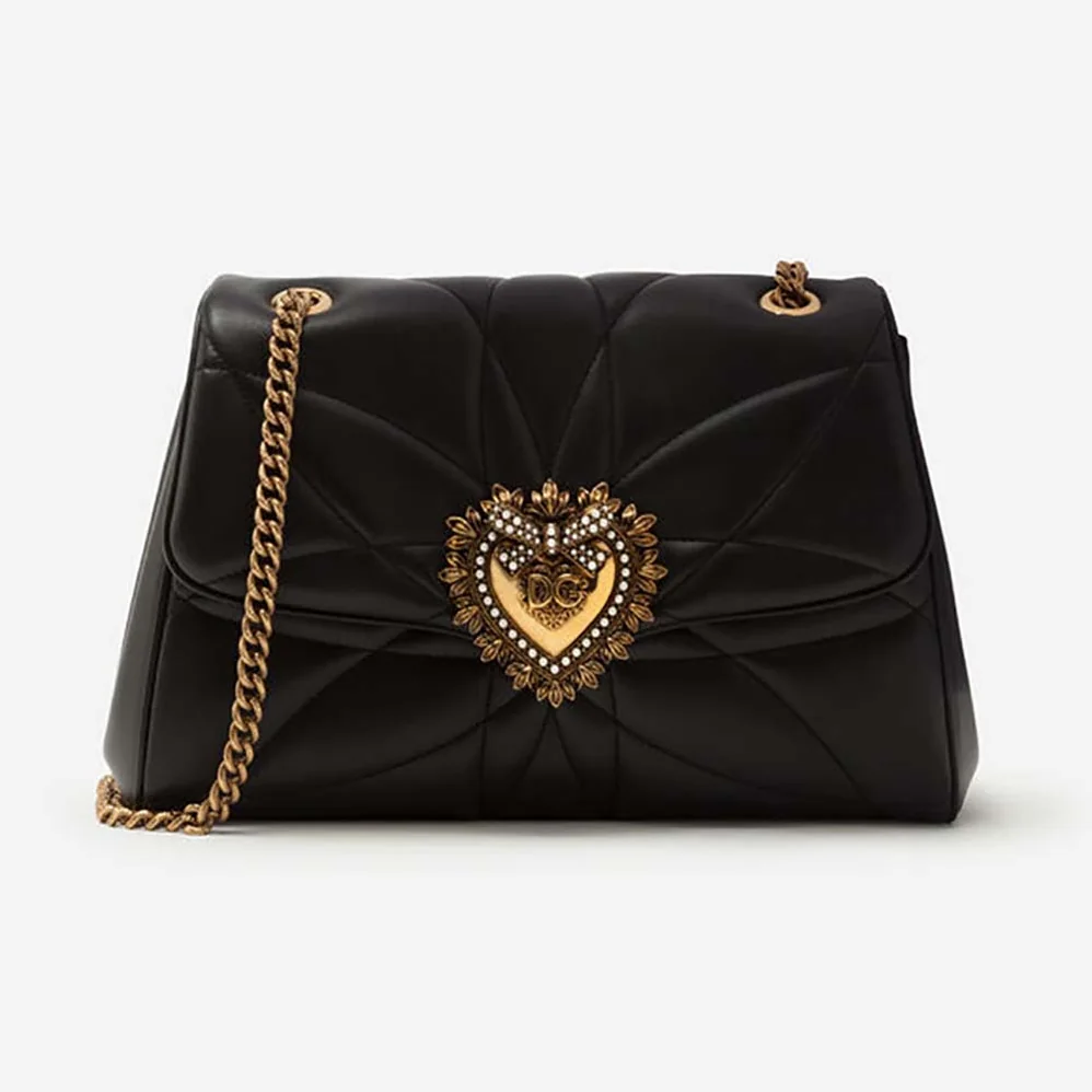 Dolce Gabbana D&G Large Devotion Shoulder Bag in Quilted Nappa Leather for Women in Black Dolce Gabbana D&G Large Devotion Shoulder Bag in Quilted Nappa Leather for Women in Black