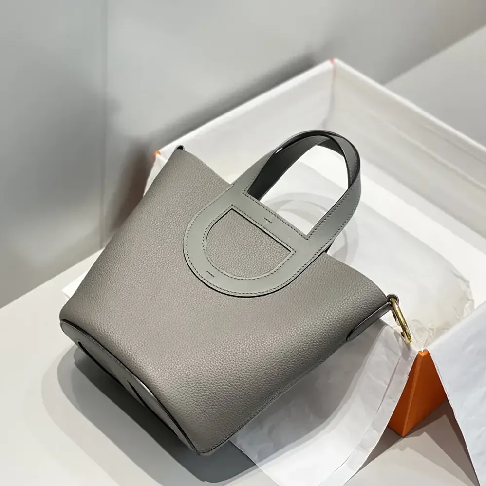 Hermes In the Loop 18 Handbag Clemence Leather for Women in Gray/Gold Hermes In the Loop 18 Handbag Clemence Leather for Women in Gray/Gold