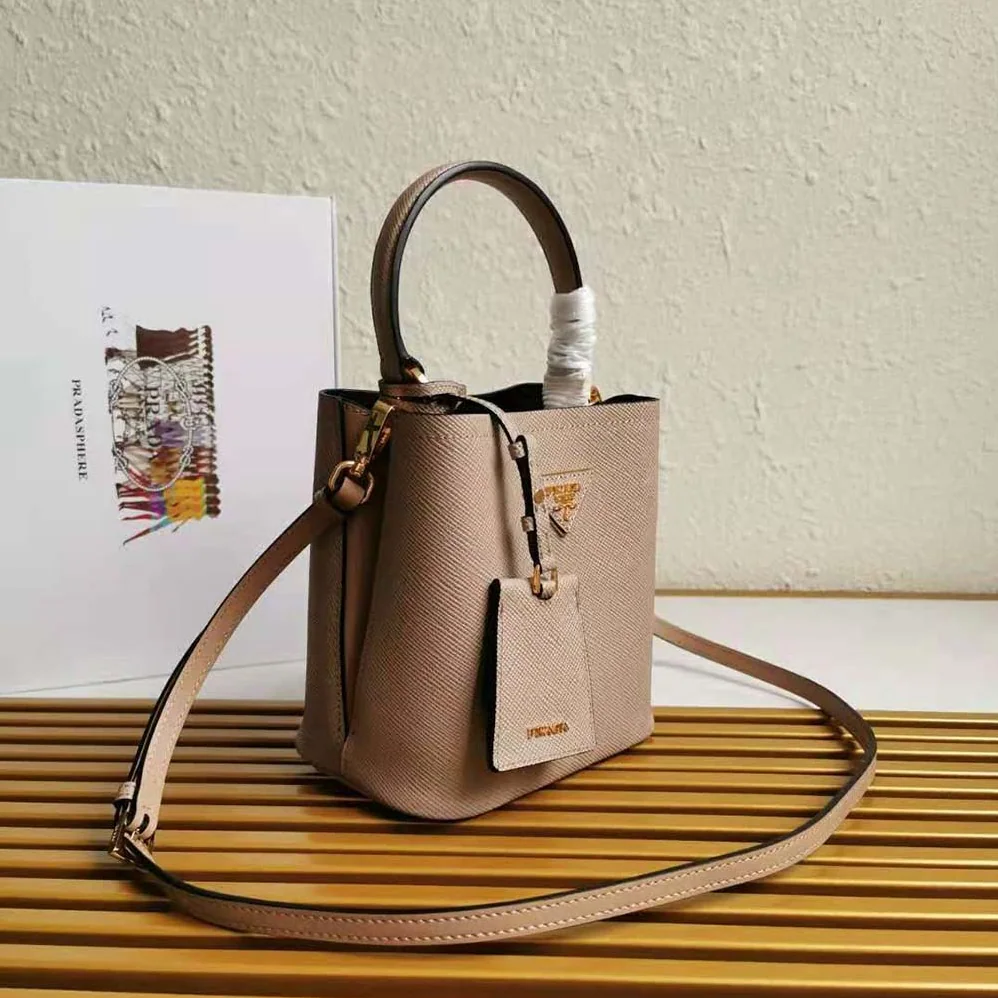 Prada Small Saffiano Leather Prada Panier Bag for Women in Sandy