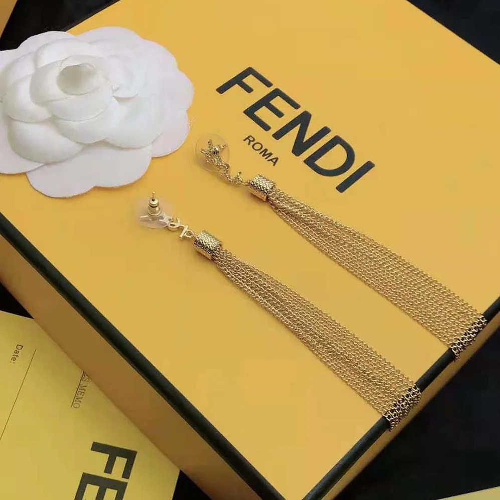 Saint Laurent YSL Loulou Earrings with Chain Tassels in Light Gold for Women in Colored Brass Saint Laurent YSL Loulou Earrings with Chain Tassels in Light Gold for Women in Colored Brass