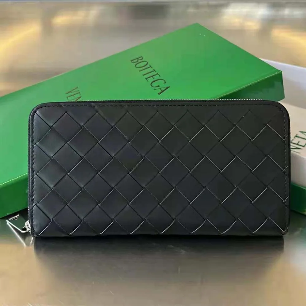 Bottega Veneta Intrecciato Zip Around Wallet for Unisex in Black Bottega Veneta Intrecciato Zip Around Wallet for Unisex in Black