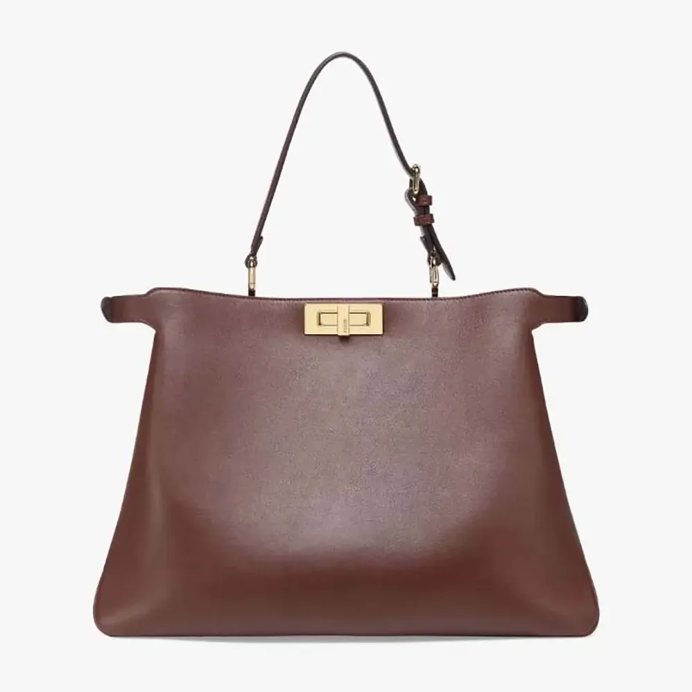 Fendi Peekaboo Soft Large Dark Brown Leather Bag for Women Fendi Peekaboo Soft Large Dark Brown Leather Bag for Women