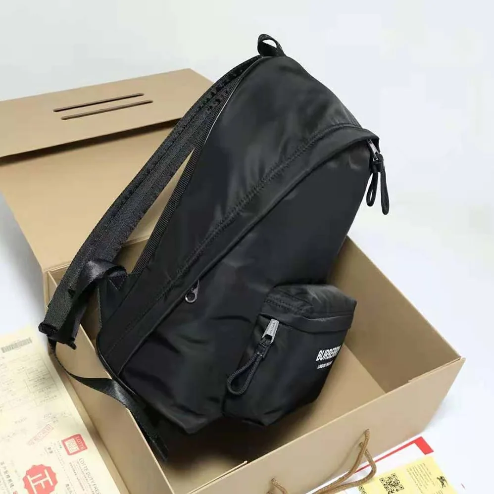 Burberry Logo Print ECONYL Backpack for Men in Black Burberry Logo Print ECONYL Backpack for Men in Black