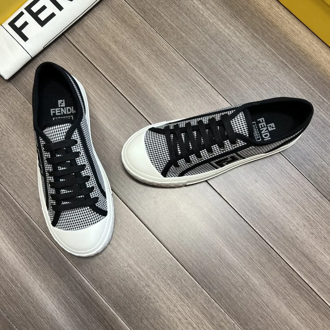 Fendi FD Domino Fabric Low-Tops Sneakers Black 7E1553AKX2F1DVL