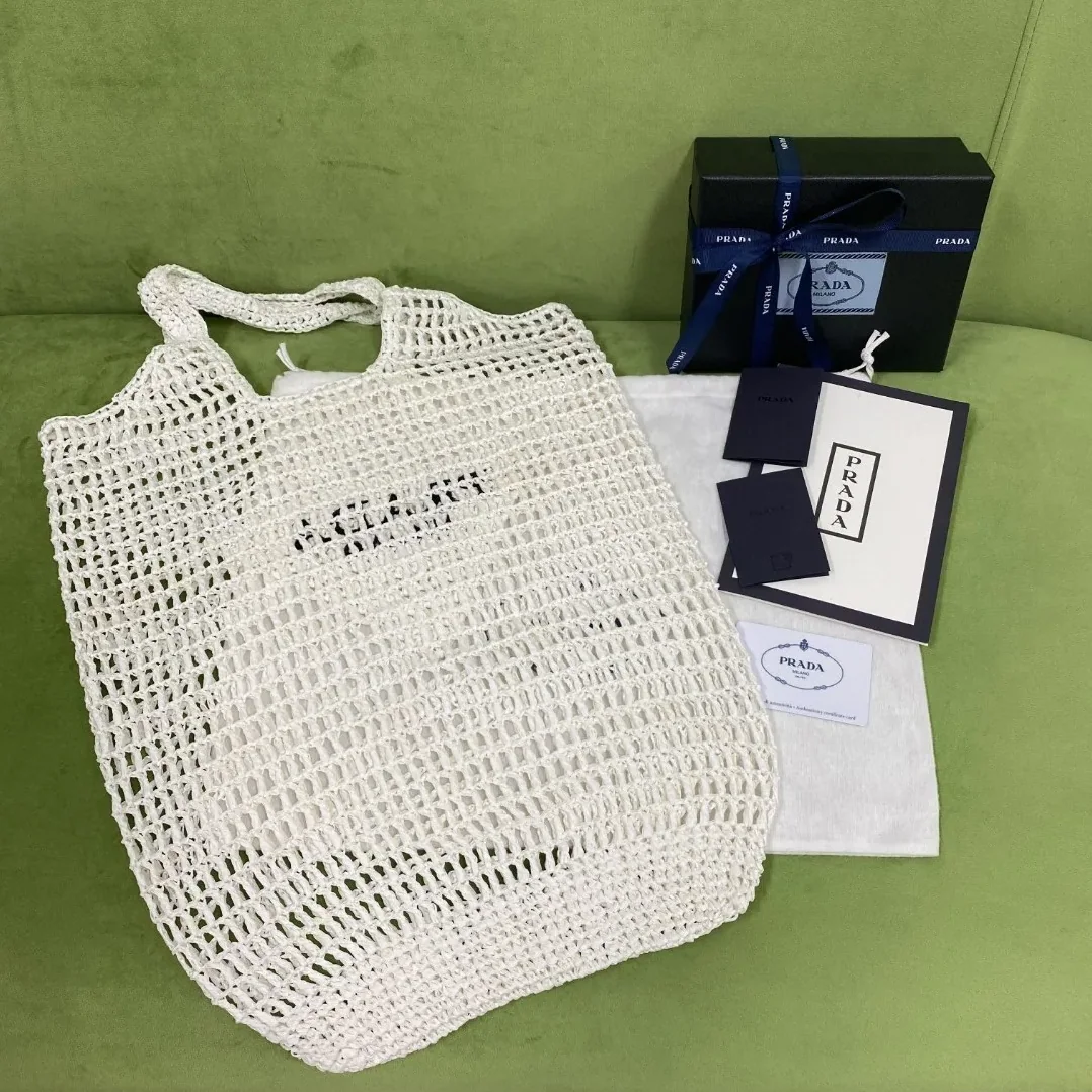 Prada Raffia Tote Bag White Prada Raffia Tote Bag White
