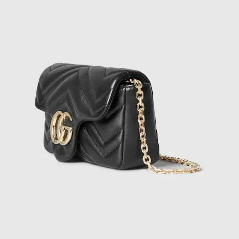 Gucci Marmont Mini Shoulder Bag in Black Gold Hardware